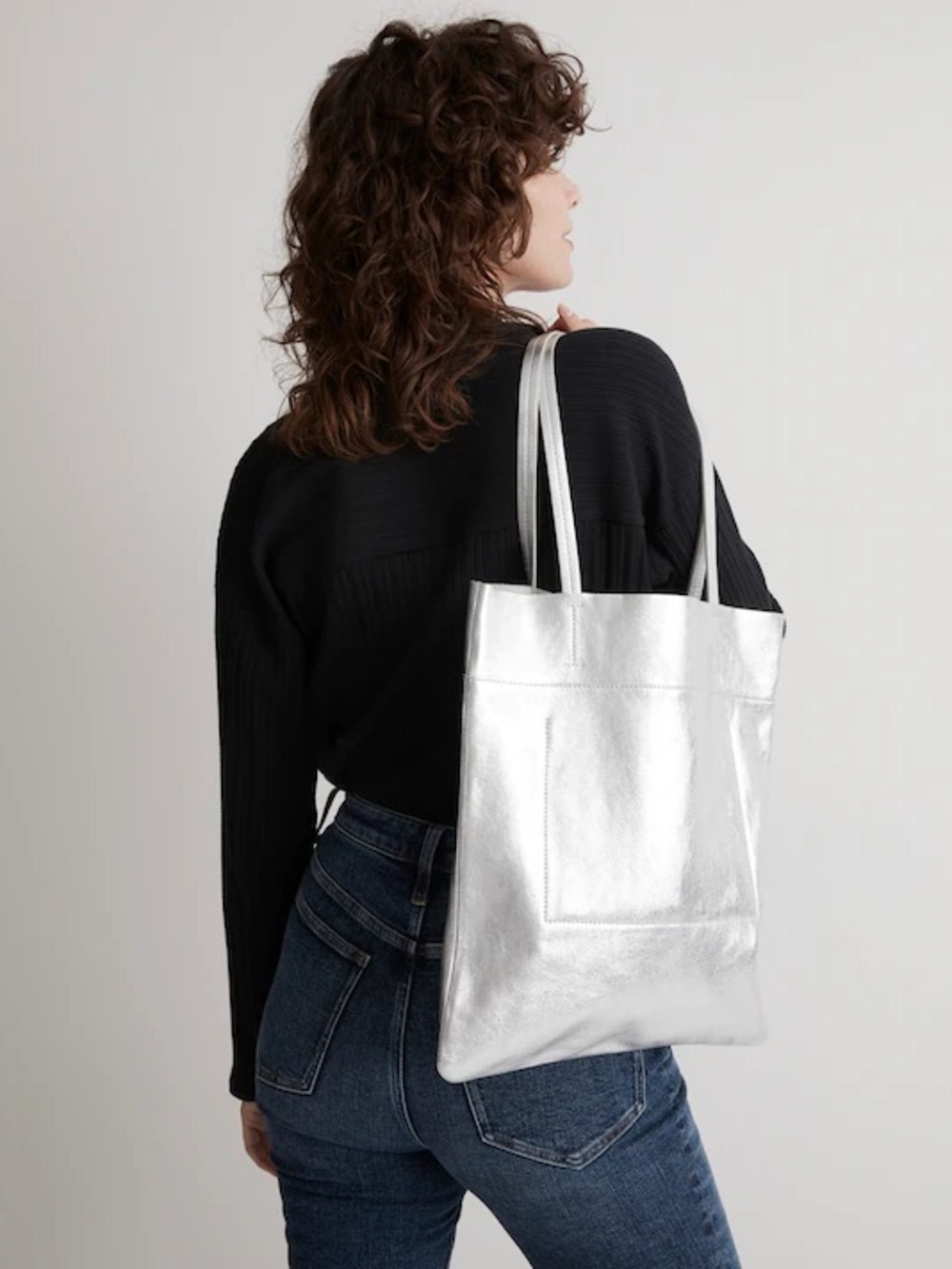 MADEWELL // Silver Metallic Magazine Tote Bag - Picture 3 of 9